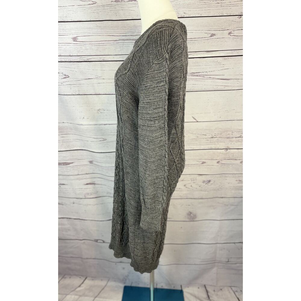 PACT Organic Cotton Gray Cable Knit Sweater Dress Women’s Size Small Crew Neck - Picture 3 of 6